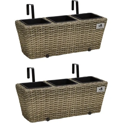 Gartenfreude Balkonkasten Polyrattan 47 Cm X 17 Cm Naturfarben 2 Stück 3 Gartenfreude Balkonkasten Polyrattan 47 Cm X 17 Cm Naturfarben 2 Stück