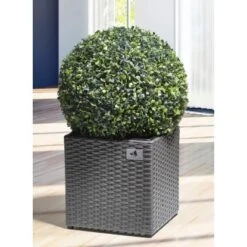 Gartenfreude Pflanzkübel Polyrattan 28 Cm X 28 Cm Grau -Garten & Außenbereich 159876 4655 3