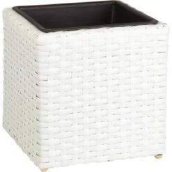 Gartenfreude Pflanzkübel Polyrattan 28 Cm X 28 Cm X 28 Cm Weiß