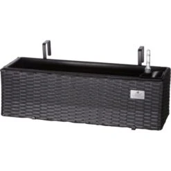 Gartenfreude Balkonkasten Polyrattan Eckig 60 Cm X 19 Cm Anthrazit