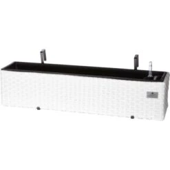 Gartenfreude Balkonkasten Polyrattan Eckig 80 Cm X 19 Cm Weiß
