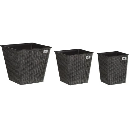 Gartenfreude Pflanzkübel Polyrattan Anthrazit 3er-Set 3 Gartenfreude Pflanzkübel Polyrattan Anthrazit 3er-Set