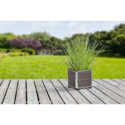 Gartenfreude Pflanzgefäß WPC Eckig 26 Cm X 26 Cm Braun -Garten & Außenbereich 160309 4655 pt 02
