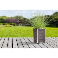 Gartenfreude Pflanzgefäß WPC Eckig27 Cm X 27 Cm X 44 Cm Braun -Garten & Außenbereich 160320 4655 pt 03
