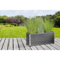 Gartenfreude Pflanzgefäß WPC Eckig 79 Cm X 27 Cm Anthrazit -Garten & Außenbereich 160322 4655 pt 02
