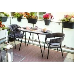 Balkonmöbel-Set Destin 3-teilig Stahl Grau -Garten & Außenbereich 209149 3299 9