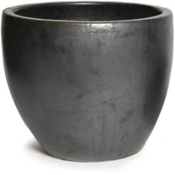 M Collections Pflanztopf Glasiert Egg Pot Ø 48 Cm X 41 Cm Schwarz