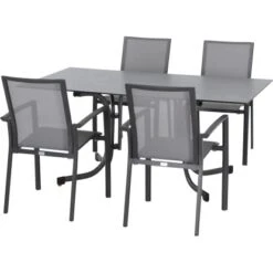 Siena Garden Dining-Set Velia 5-teilig 4 X Sessel 1 X Klapptisch