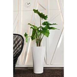 Lechuza Pflanzgefäß Delta Premium Ø 30 Cm X 56 Cm Weiß Hochglanz -Garten & Außenbereich 4008789155009 4186 4