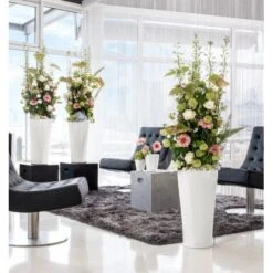 Lechuza Pflanzgefäß Delta Premium Ø 30 Cm X 56 Cm Weiß Hochglanz -Garten & Außenbereich 4008789155009 4186 5