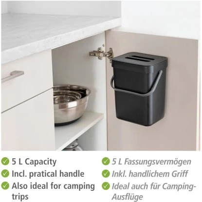 Wenko Abfallsammler Mit Griff Tago Black Outdoor Kitchen 5 L 7 Wenko Abfallsammler Mit Griff Tago Black Outdoor Kitchen 5 L – Bild 5