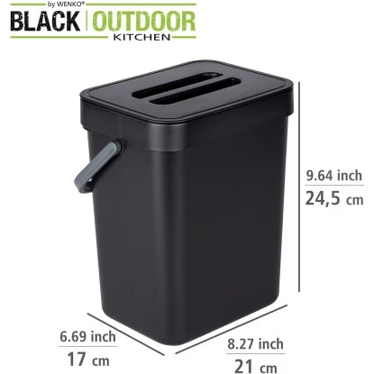 Wenko Abfallsammler Mit Griff Tago Black Outdoor Kitchen 5 L 8 Wenko Abfallsammler Mit Griff Tago Black Outdoor Kitchen 5 L – Bild 6