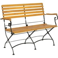 Acamp Set Lindau 2x Stuhl 1x Bank 1x Tisch 120 Cm X 80 Cm Teak-Schwarz -Garten & Außenbereich 4013556500777 3769 04