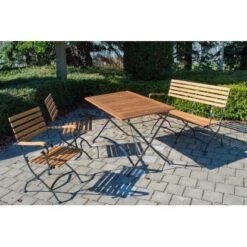Acamp Set Lindau 2x Stuhl 1x Bank 1x Tisch 120 Cm X 80 Cm Teak-Schwarz -Garten & Außenbereich 4013556500777 3773 08