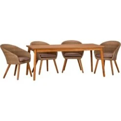 Acamp Set 4x Armsessel Atacama 1x Tisch Atacama 180 Cm X 90 Cm Teak