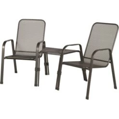 Acamp Set 2x Stapelsessel Astor 1x Beistelltisch Astor Anthrazit -Garten & Außenbereich 4013556501132 4104 03