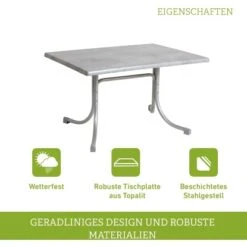 Acamp Tisch Boulevard 120 Cm X 80 Cm Platin-Cemento -Garten & Außenbereich 4013556566827 4564 05