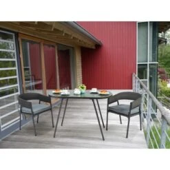 Balkonmöbel-Set Destin 3-teilig Stahl Grau -Garten & Außenbereich 4048124969212 ab01 120917