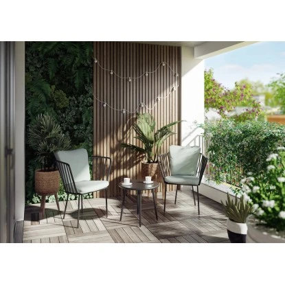 Balkonset Boonara Anthrazit 3-teilig 3 Balkonset Boonara Anthrazit 3-teilig