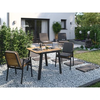 Dining-Sessel Olary 69,5 Cm X 60 Cm X 86 Cm Akazienholz Dunkelgrau 4 Dining-Sessel Olary 69,5 Cm X 60 Cm X 86 Cm Akazienholz Dunkelgrau – Bild 2