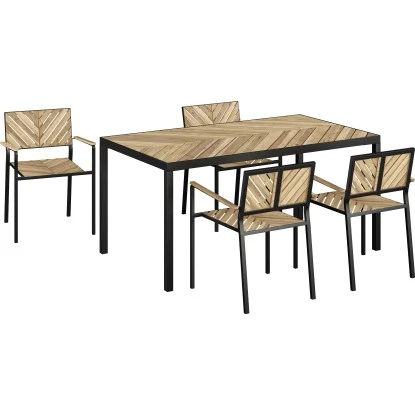 Gartentisch Ovando FSC® Rechteckig 75 Cm X 160 Cm X 90 Cm Natur-Schwarz 5 Gartentisch Ovando FSC® Rechteckig 75 Cm X 160 Cm X 90 Cm Natur-Schwarz – Bild 3