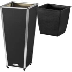 Amare Blumentopf Pur Fiberglas Design 28 Cm X 28 Cm X 61 Cm Schwarz -Garten & Außenbereich 4251083908202 4655 3