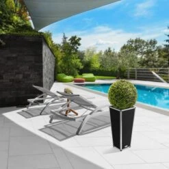 Amare Blumentopf Pur Fiberglas Design 28 Cm X 28 Cm X 61 Cm Schwarz -Garten & Außenbereich 4251083908202 4655 9