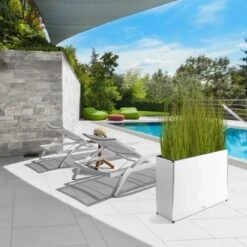 Amare Blumentopf Pur Fiberglas Design 28 Cm X 80 Cm X 61 Cm Weiß -Garten & Außenbereich 4251083908455 4655 9