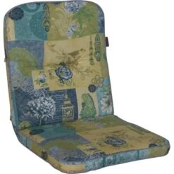 Angerer Stuhlauflage Niedrig Neuburg Beige-Blau-Grün-Gemustert