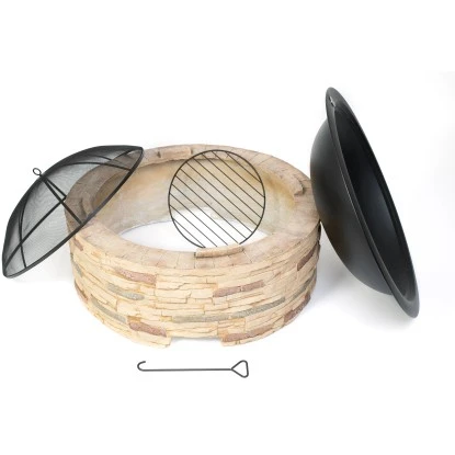 Westmann Feuerstelle Mit Abfanggitter Steinoptik 4 Westmann Feuerstelle Mit Abfanggitter Steinoptik – Bild 2