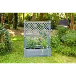 KHW Pflanzkasten Groß M. Zentralspalier 2-tlg. Grau 140 Cm X 100 Cm X 43 Cm
