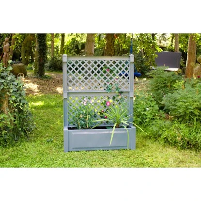 KHW Pflanzkasten Groß M. Zentralspalier 2-tlg. Grau 140 Cm X 100 Cm X 43 Cm 3 KHW Pflanzkasten Groß M. Zentralspalier 2-tlg. Grau 140 Cm X 100 Cm X 43 Cm
