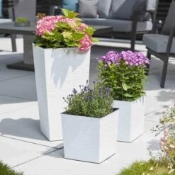 Siena Garden Pflanzgefäß Modern Nizza Weiß 30x30x57,0 Cm -Garten & Außenbereich 8630683 1346 6