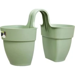 Elho Geländertopf Vibia Campana Flower Twin 21 Cm X 38 Cm X 26,5 Cm Pistaziengrü