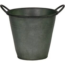 M Collections Pflanztopf Zink Vintage Rim Pot 30 Cm X 30 Cm Dunkelgrün