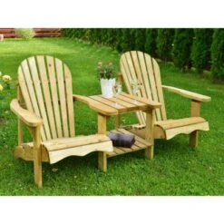 Axi Doppelter Gartenstuhl Mit Tisch Valerie Holz 175 CmNatur -Garten & Außenbereich 8720365061950 1737 IA 02